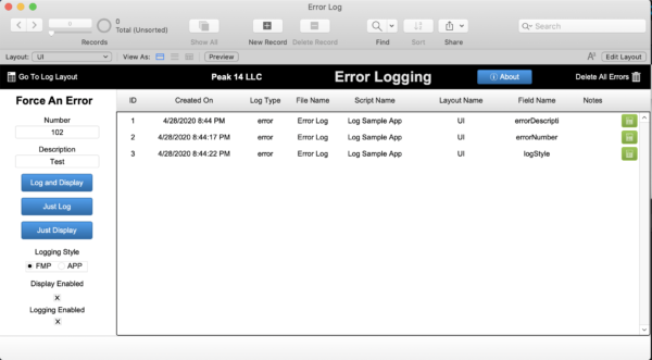 FileMaker Error Logger - Image 2
